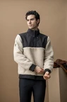 Alessandro Albanese Aa Mens Lorenzo Half Zip Borg Fleece - Sand in Sand