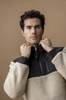 Alessandro Albanese Aa Mens Lorenzo Half Zip Borg Fleece - Sand in Sand