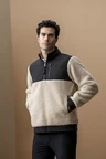 Alessandro Albanese Aa Mens Lorenzo Half Zip Borg Fleece - Sand in Sand