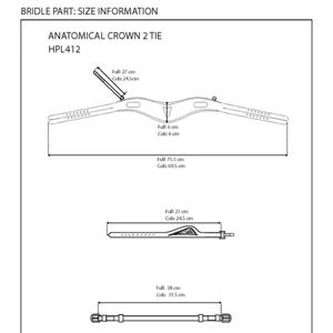 Equiline Anatomical headpiece with small surface and two ties - Black in Black