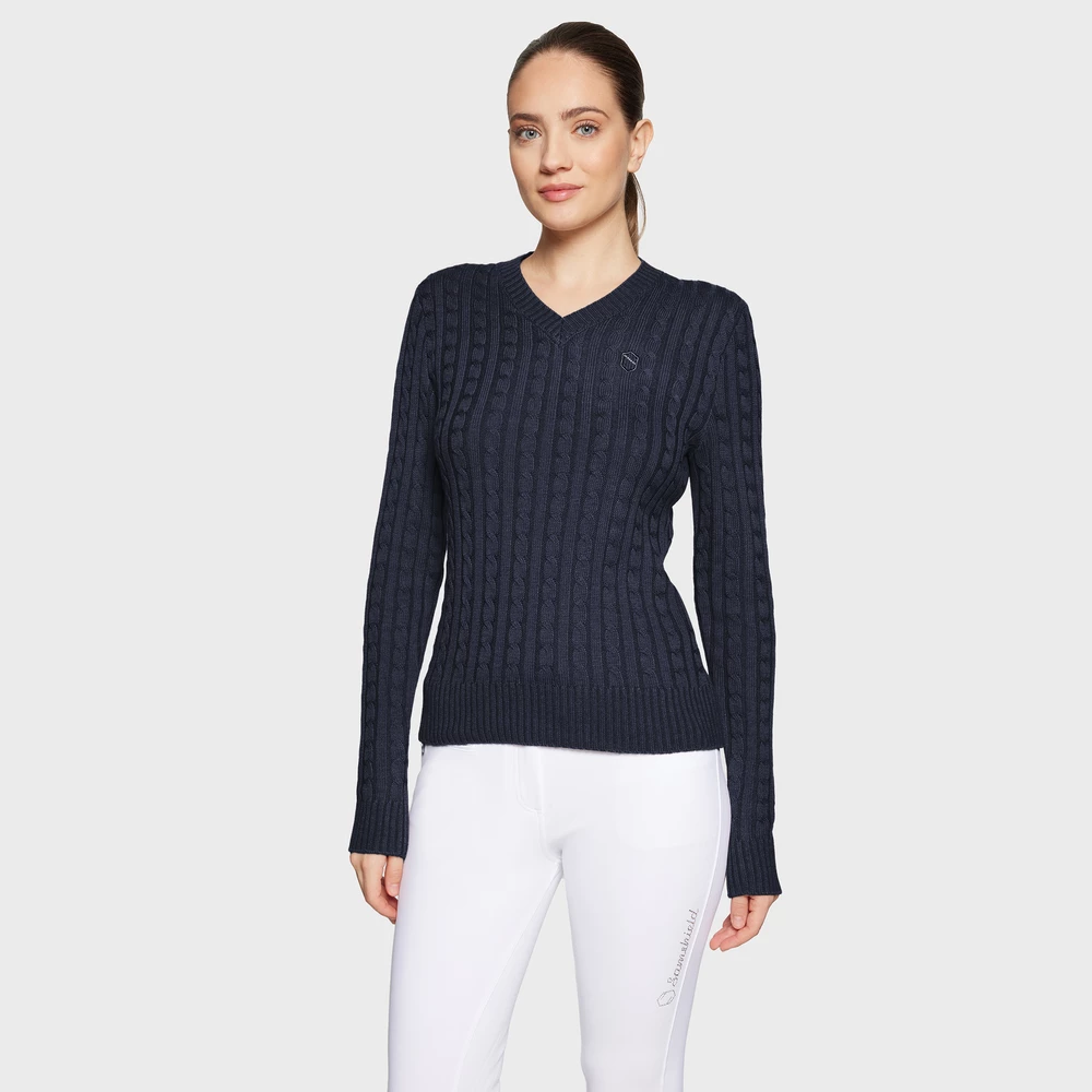 Samshield Lisa Twisted Cable Knit Pull-Over - Navy in Navy