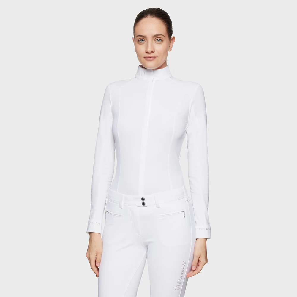 Samshield Lucia Sport Two-Tone Mid-Collar Top - White in White