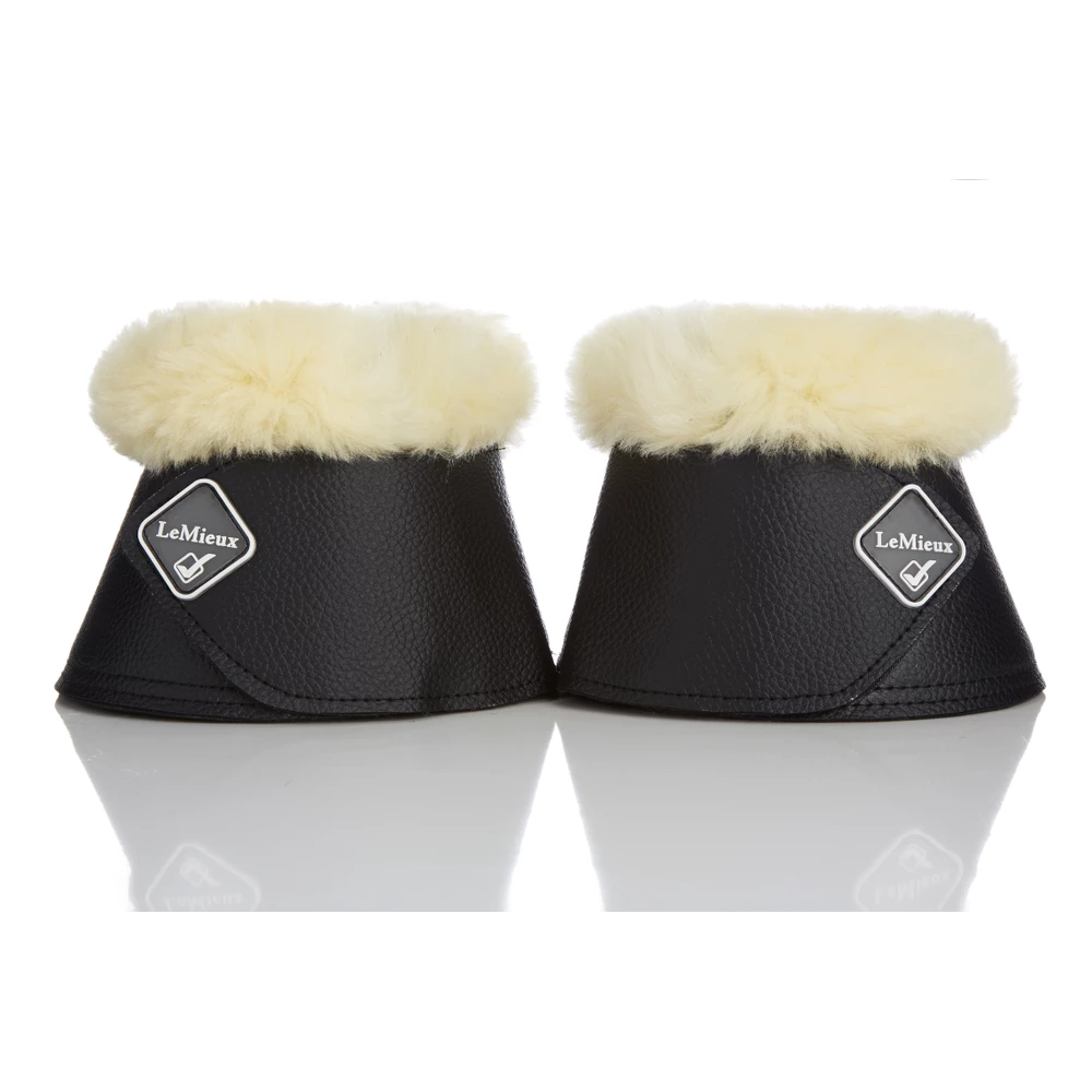 LeMieux Fleece WrapRound Over Reach Boots  - Black/Natural in Black/Natural