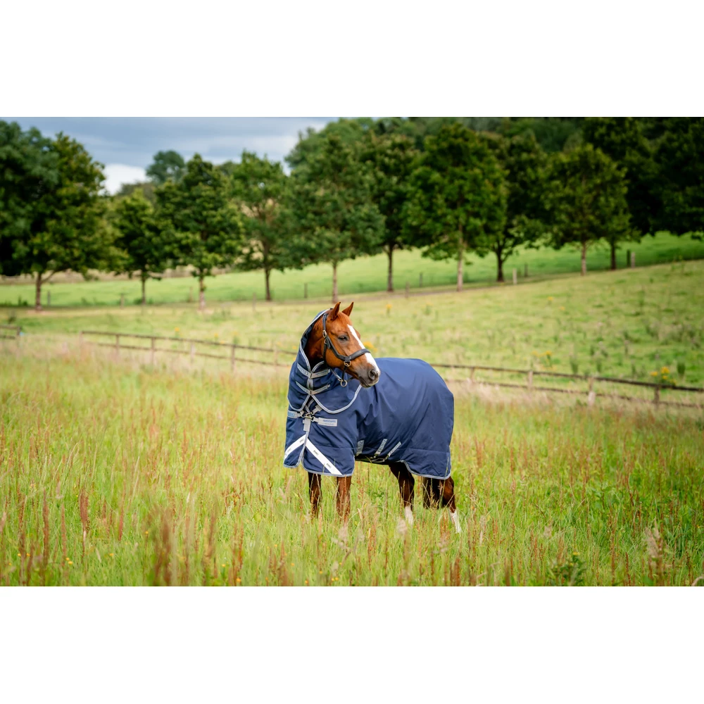 Horseware Rhino Rhino Plus Turnout 450g VL  - Navy/Titanium Grey & Classic Blue in Navy/Titanium Grey & Classic Blue