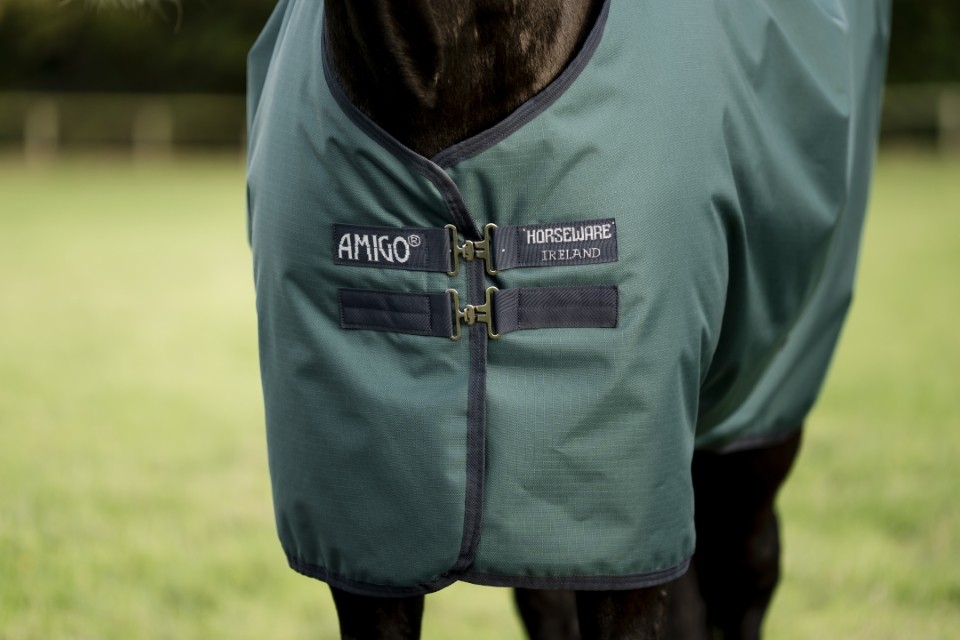 Horseware Amigo Amigo Ripstop 900D Fleece Lined Turnout 50g - Dynasty Green/Navy & Silver