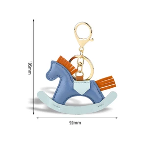 The Equine Warehouse Leather Rocking Horse Keychain Pendant in Blue