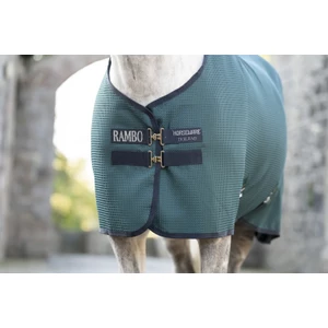 Horseware Rambo Rambo Techni Waffle Cooler - Dynasty Green/Navy & Silver in Dynasty Green/Navy & Silver