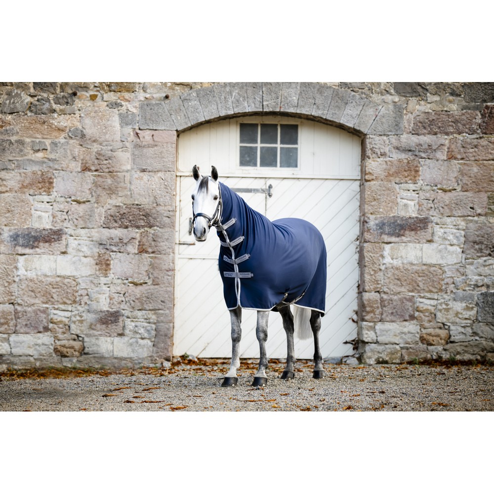 Horseware Amigo Amigo Jersey Integrated Cooler - Navy/Titanium Grey & Silver