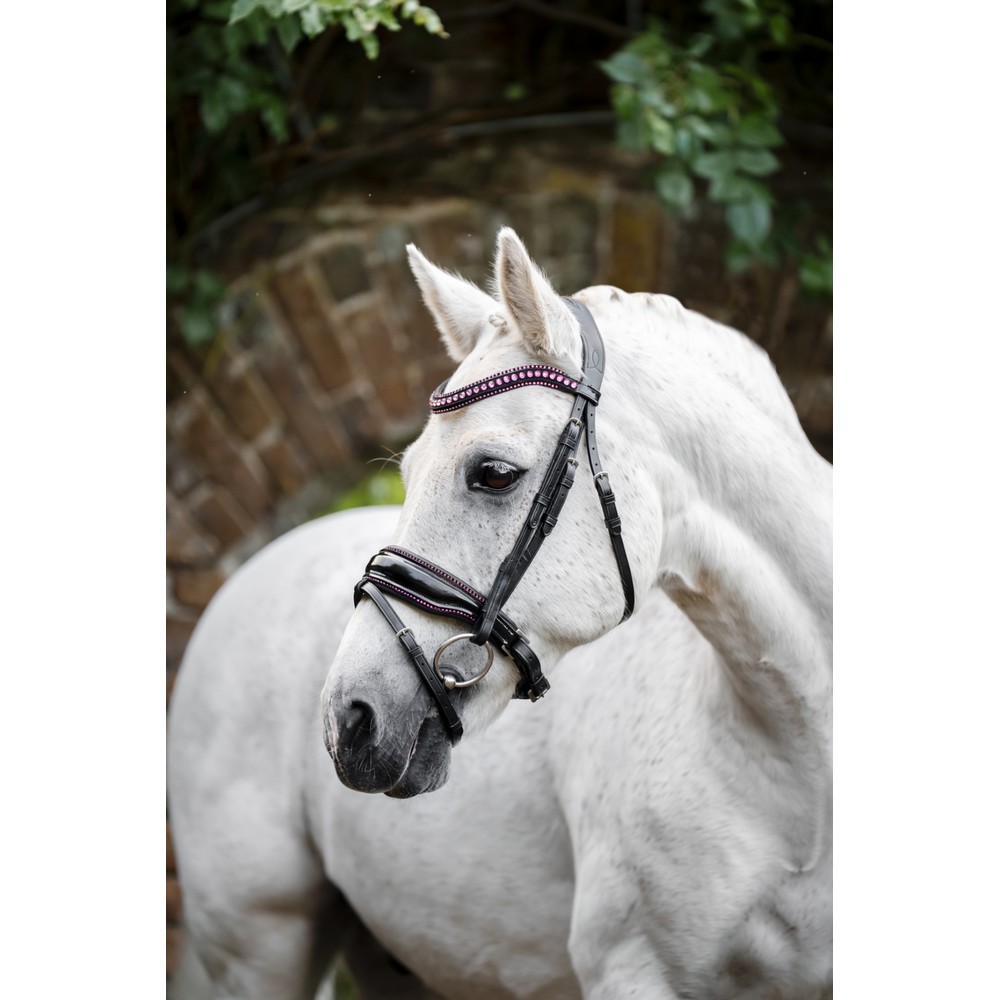 Horseware Pony Diamante Flash Bridle - Black/Pink 
