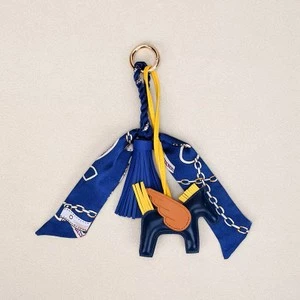 The Equine Warehouse Winged Horse Bag Charm -  PU Leather Pendant with Ribbon - Blue in Blue