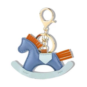 The Equine Warehouse Leather Rocking Horse Keychain Pendant - Blue in Blue
