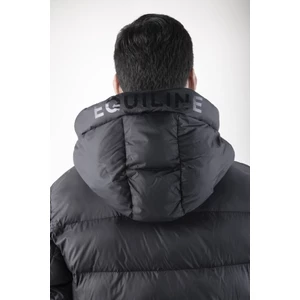 Equiline Men's Glossy Padded Jacket - Black in Black