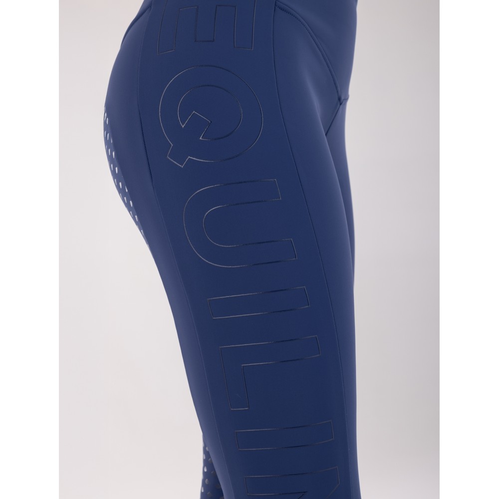 Equiline Women's Full Grip Leggings High Waist With Fleece - Navy Peony