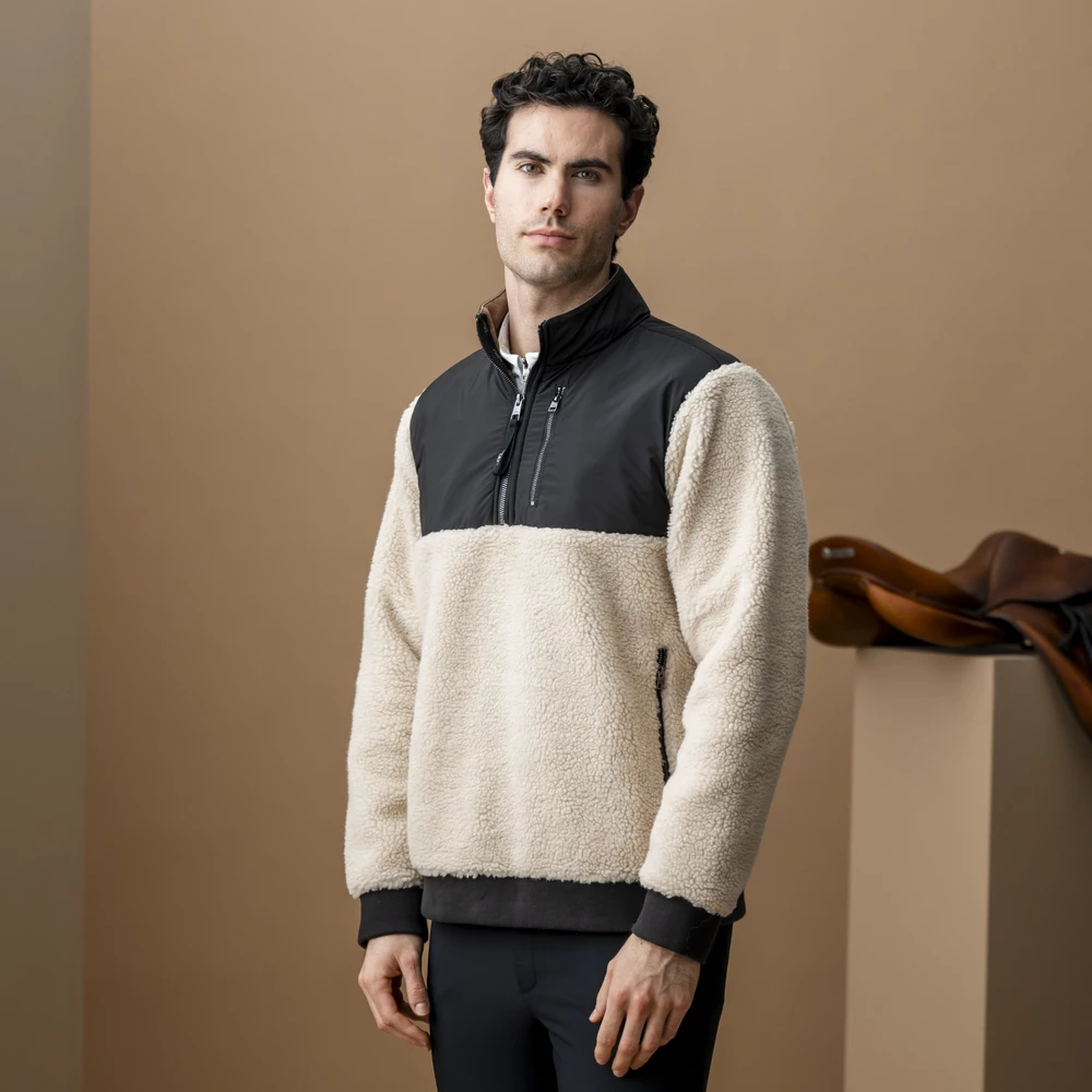 Alessandro Albanese Aa Mens Lorenzo Half Zip Borg Fleece - Sand in Sand