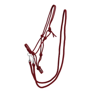 QHP Rope Halter Color with Rein - Burgundy in Burgundy