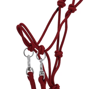 QHP Rope Halter Color with Rein - Burgundy 