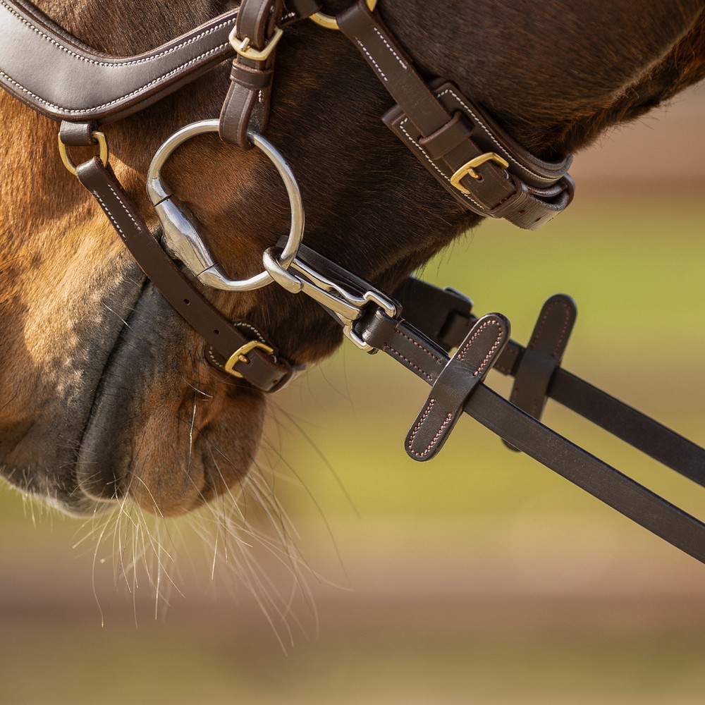 QHP Rein one sided anti-slip with clip - Brown 