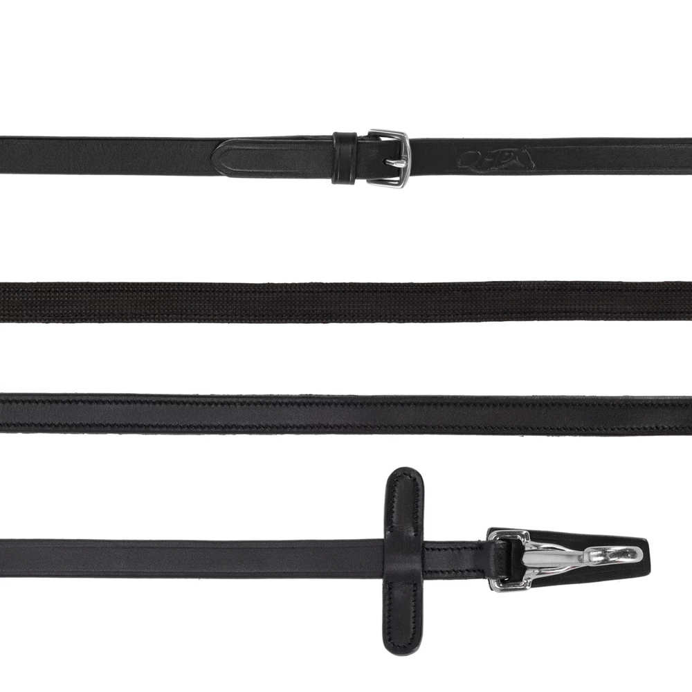 QHP Rein one sided anti-slip with clip - Black in Black