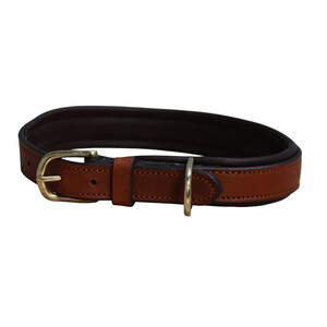 Mackey Equestrian Mackey Padded Leather Dog Collar - Tan/Brown in Tan/Brown