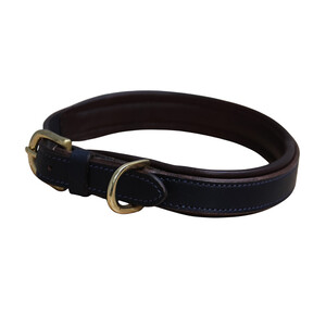 Mackey Equestrian Mackey Padded Leather Dog Collar - Navy/Brown in Navy/Brown