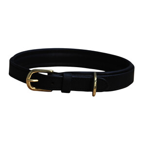Mackey Equestrian Mackey Padded Leather Dog Collar - Black in Black