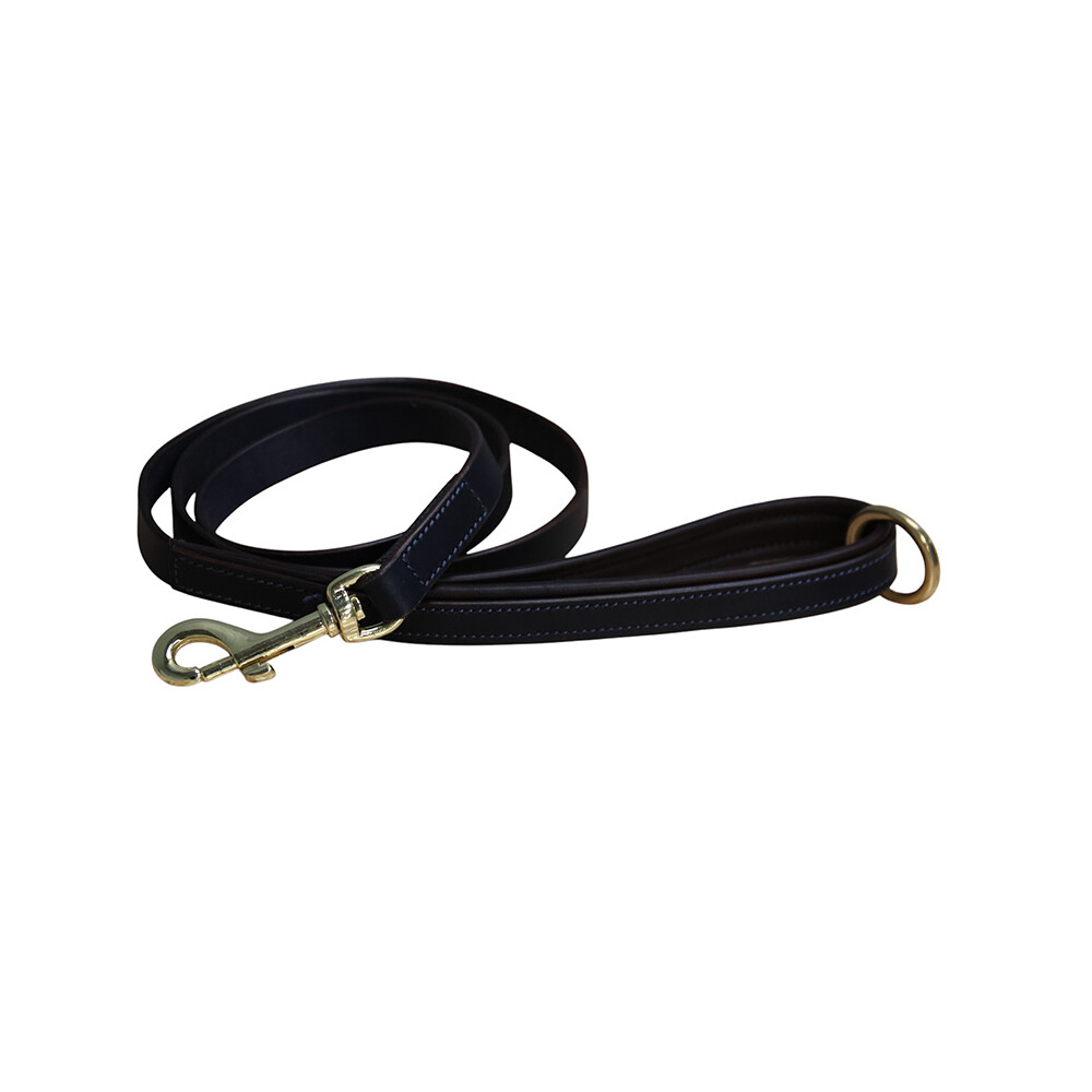 Mackey Equestrian Mackey Padded Dog Lead  - Navy/Brown in Navy/Brown