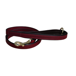 Mackey Equestrian Mackey Padded Dog Lead  - Mulberry/Brown in Mulberry/Brown