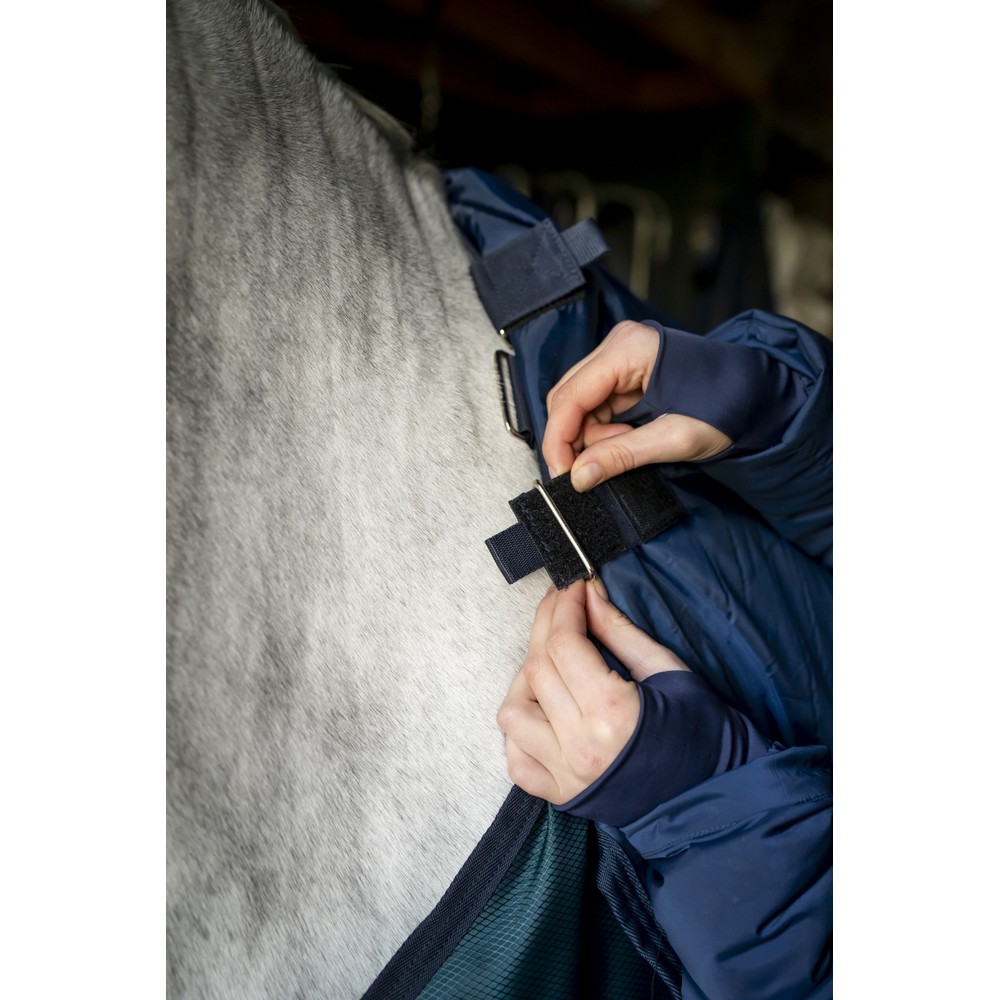 Horseware Amigo Amigo Ripstop Insulator Stable Hood 100g - Dynasty Green/Navy & Silver 