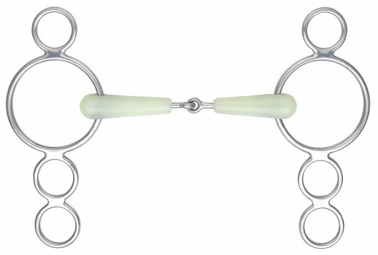Shires Equikind Jointed 3 Ring Dutch Gag - Pale Green in Pale Green