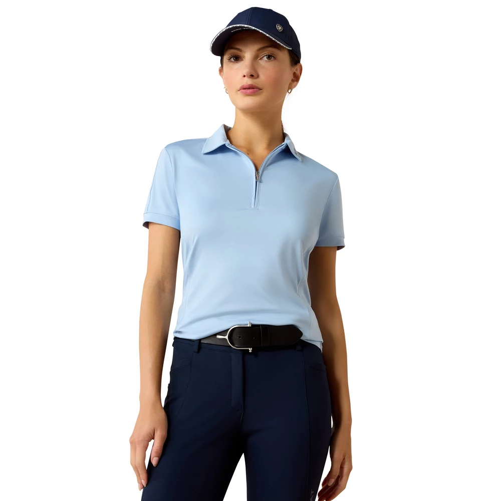 Ariat Womens Bandera 1/4 Zip Short Sleeve Polo - St. Tropez in St. Tropez