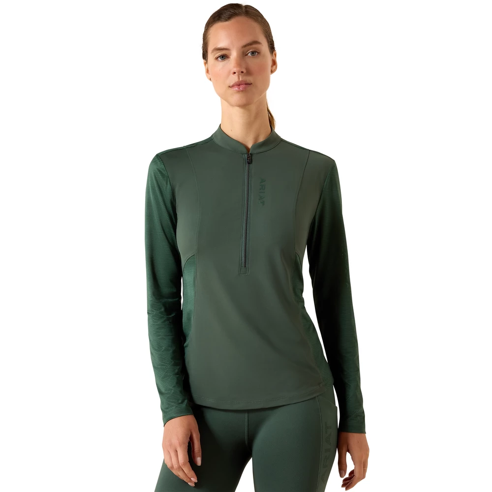 Ariat Womens Breathe 1/2 Zip Long Sleeve Baselayer - Monstera in Monstera