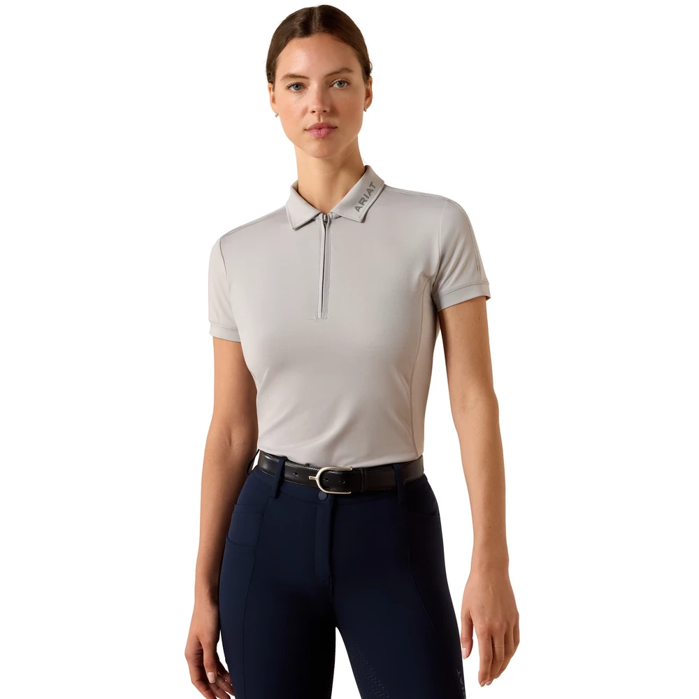 Ariat Womens Bandera 1/4 Zip Short Sleeve Polo - Show Grey in Show Grey