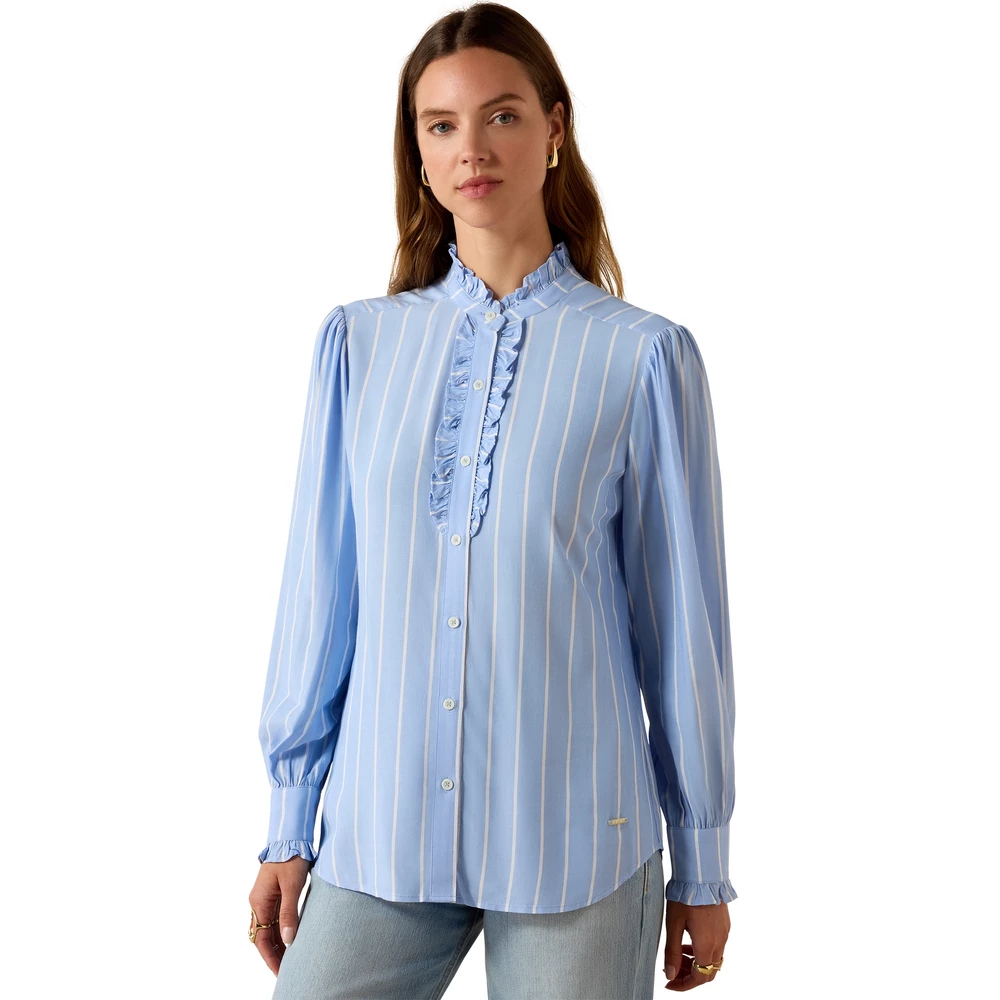 Ariat Womens Cricklade Long Sleeve Blouse - Pacific Blue Stripe in Pacific Blue Stripe