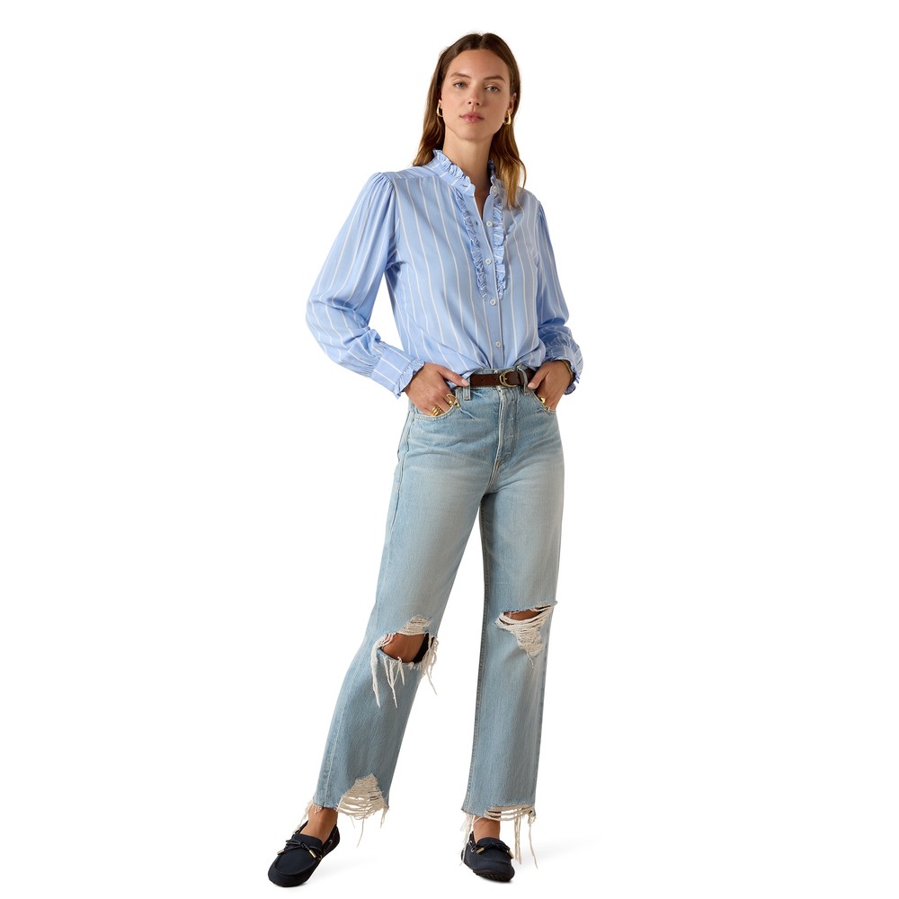 Ariat Womens Cricklade Long Sleeve Blouse - Pacific Blue Stripe