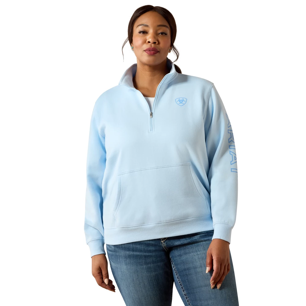Ariat Womens Foundation Logo 1/2 Zip Sweatshirt - Nantucket Breeze in Nantucket Breeze