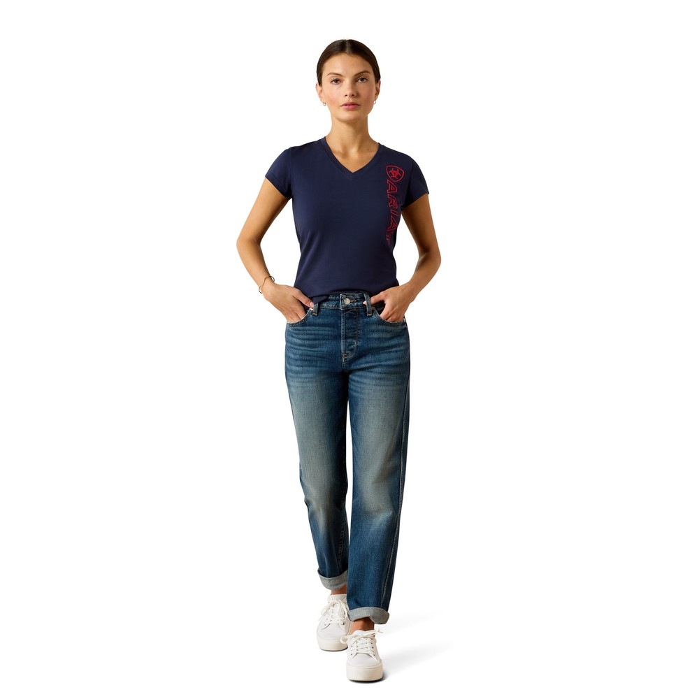 Ariat Vertical Logo T-Shirt - Navy/Red 