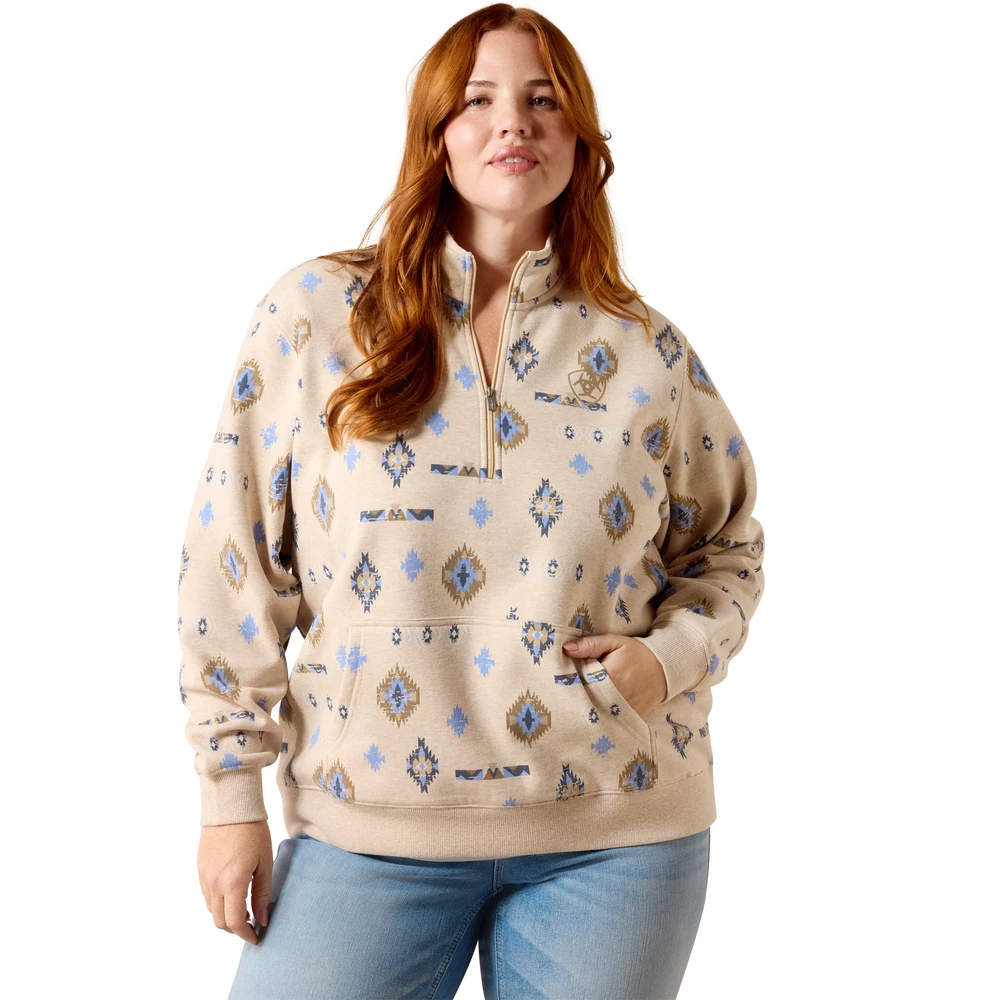 Ariat Sapphire 1/2 Zip Sweatshirt - Oatmeal Heather in Oatmeal Heather