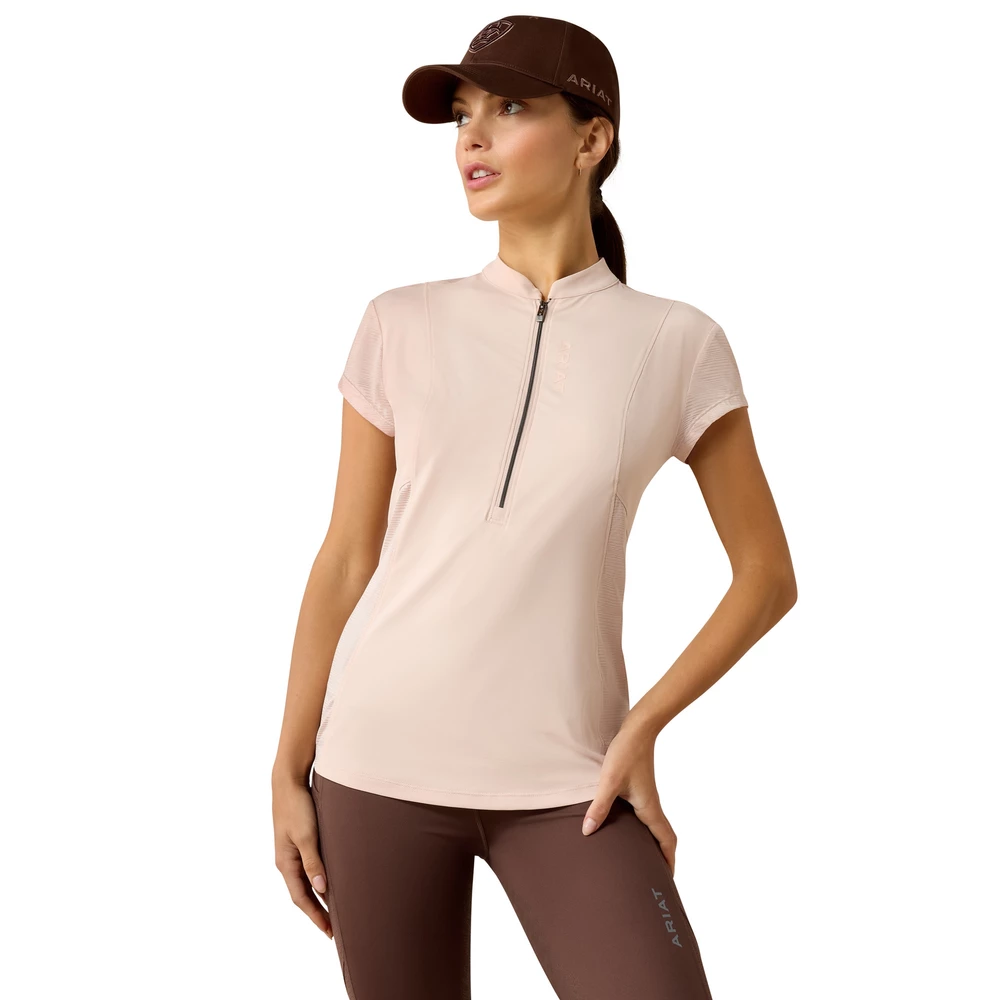 Ariat Womens Breathe 1/2 Zip Cap Sleeve Baselayer - Sepia Rose in Sepia Rose