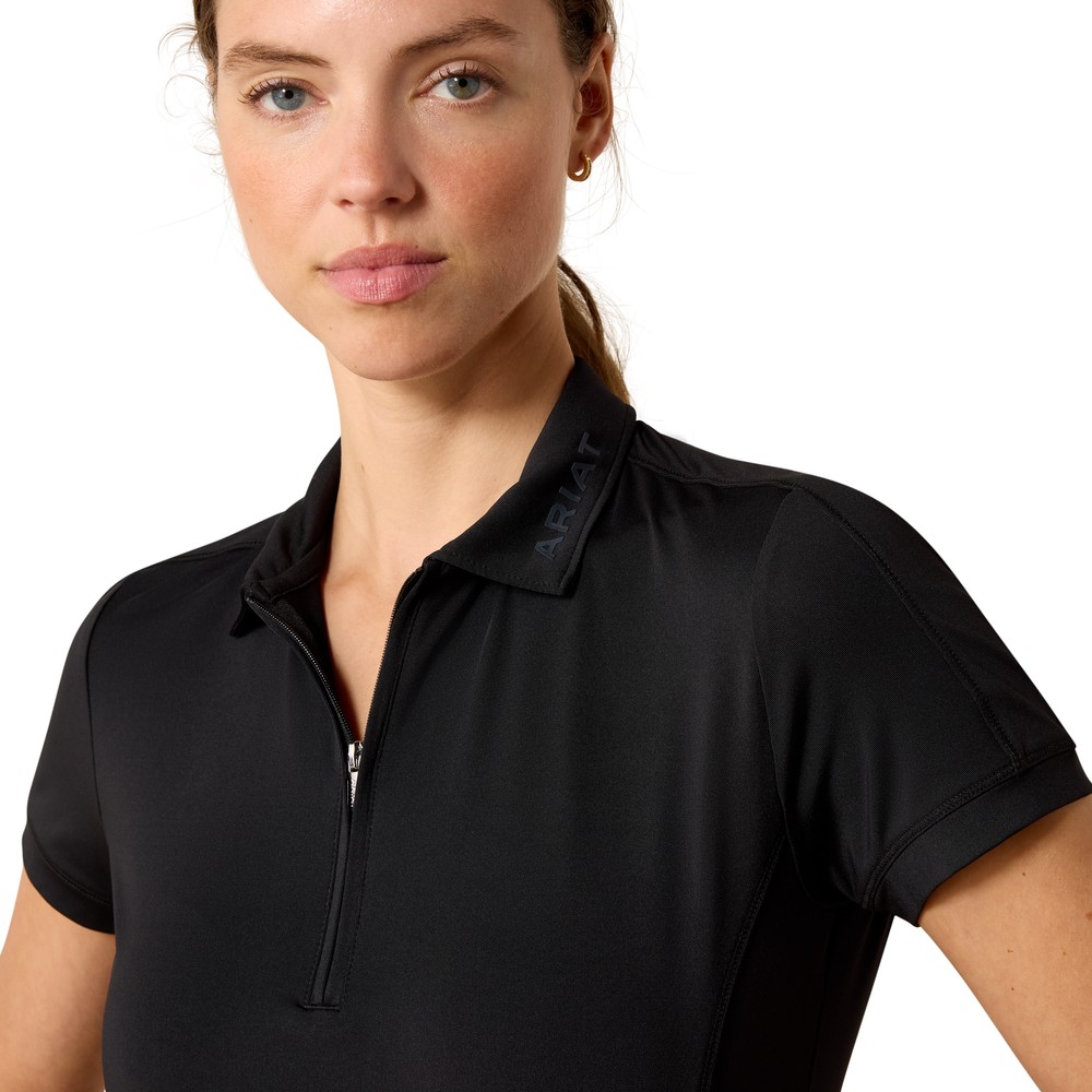 Ariat Womens Bandera 1/4 Zip Short Sleeve Polo - Black 