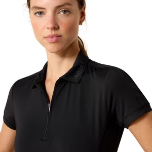 Ariat Womens Bandera 1/4 Zip Short Sleeve Polo - Black in Black
