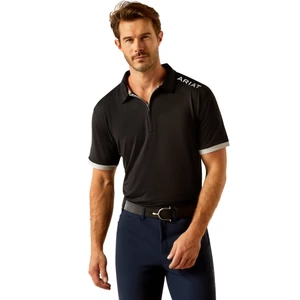 Ariat Mens Bandera 1/4 Zip Short Sleeve Polo - Black in Black