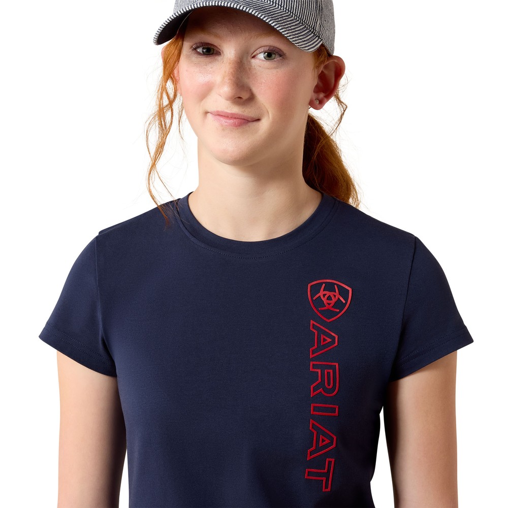 Ariat Vertical Logo T-Shirt - Navy/Red 