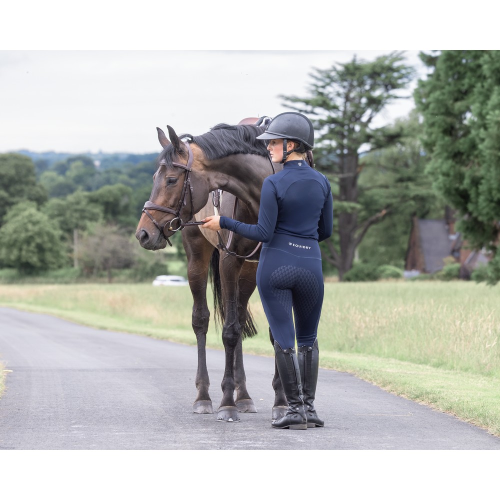 EQUIDRY Water Repellent Leggings | Women's Full Seat - Navy/White 