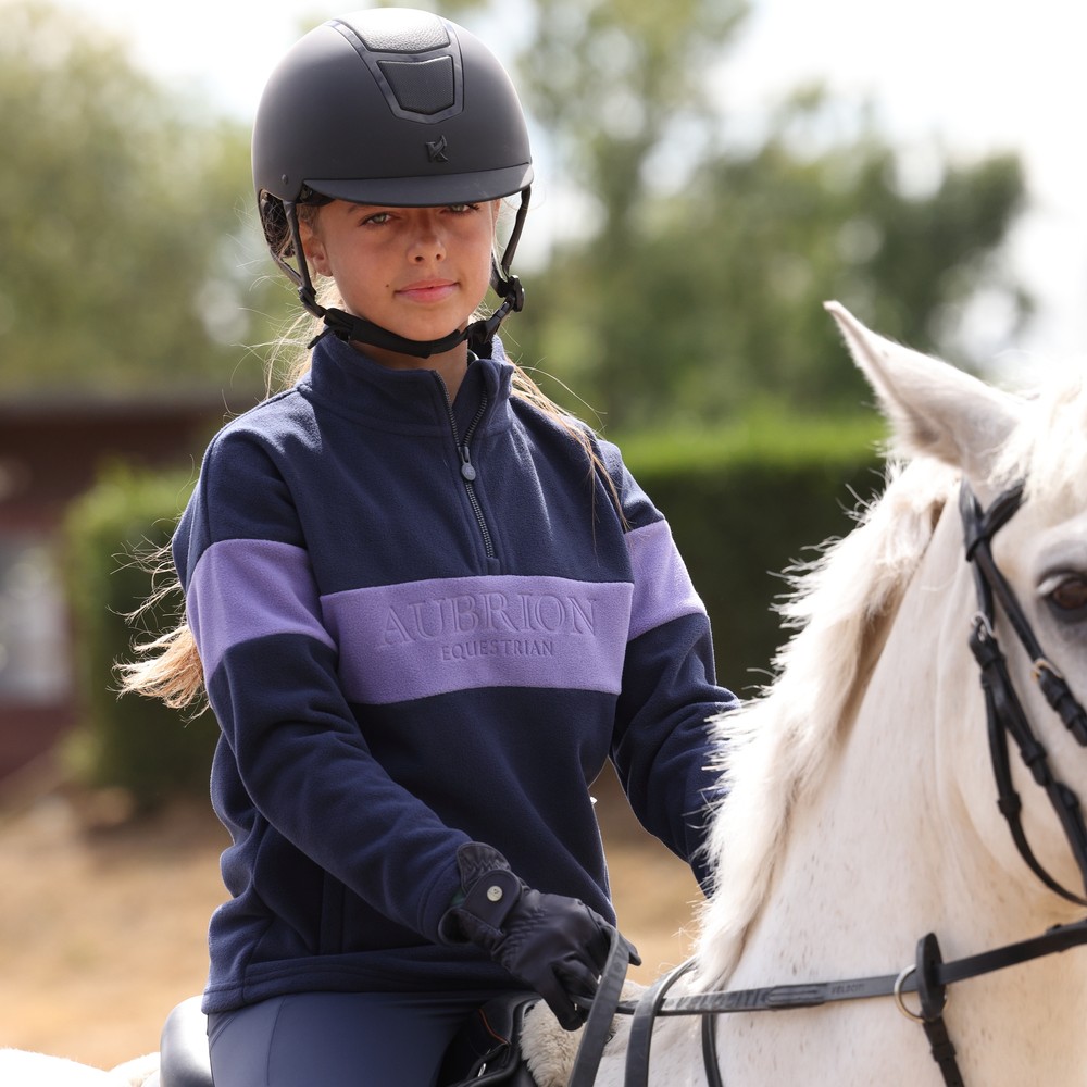 Aubrion Equestrian Quarter Zip Fleece -Young Rider  - Midnight/Heather 