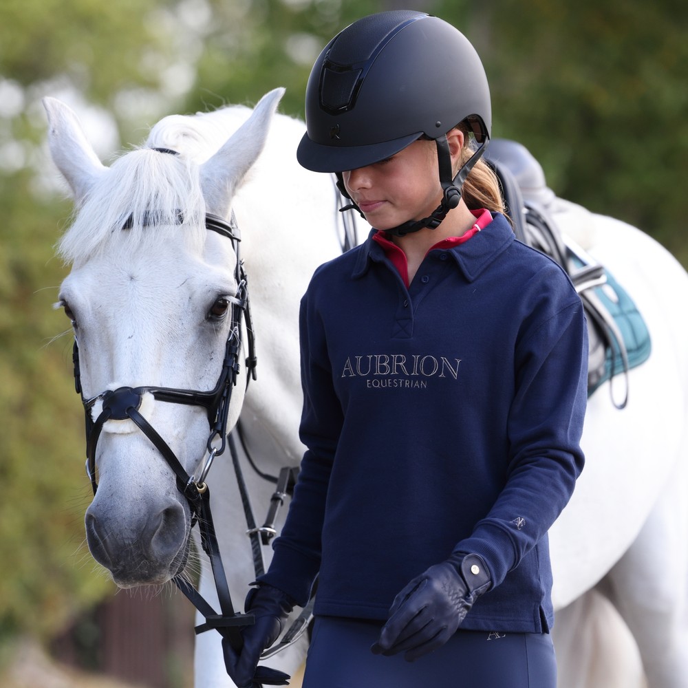 Aubrion Equestrian Button Sweatshirt -Young Rider  - Midnight 