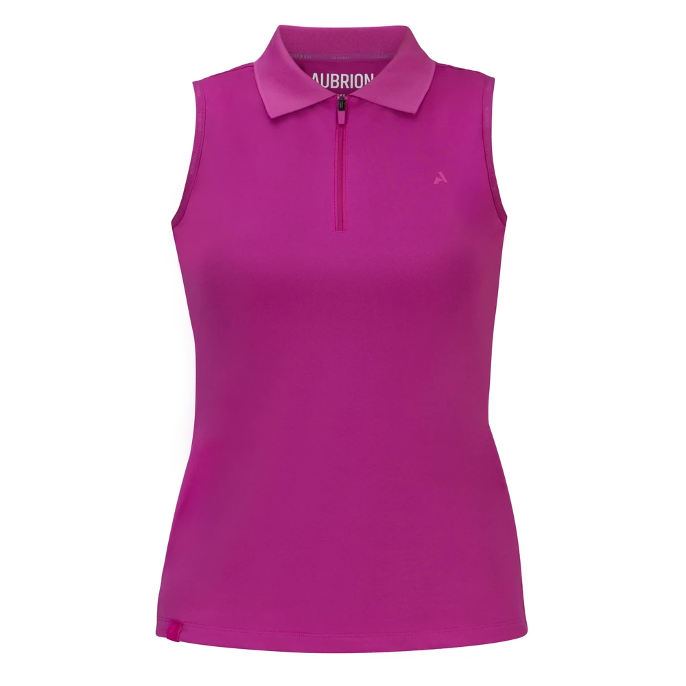 Aubrion React Sleeveless Tech Polo - Fuchsia in Fuchsia