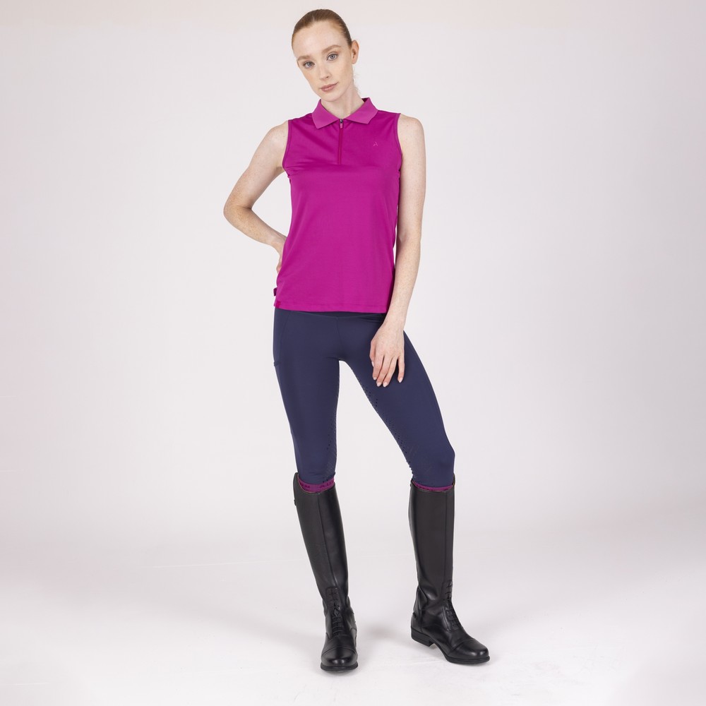 Aubrion React Sleeveless Tech Polo - Fuchsia 