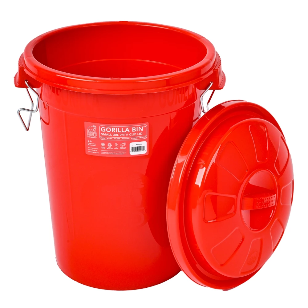 Red Gorilla 30L Bin with Lid - Red in Red