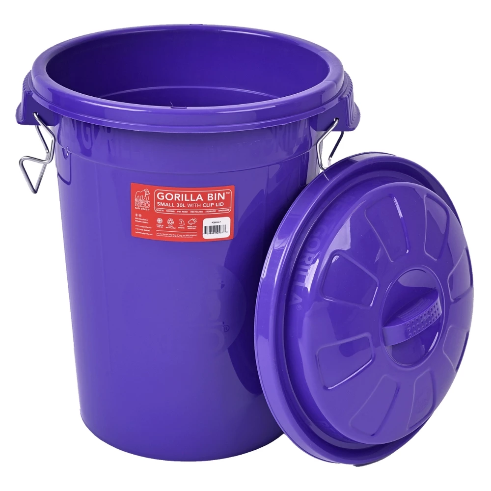 Red Gorilla 30L Bin with Lid - Purple in Purple