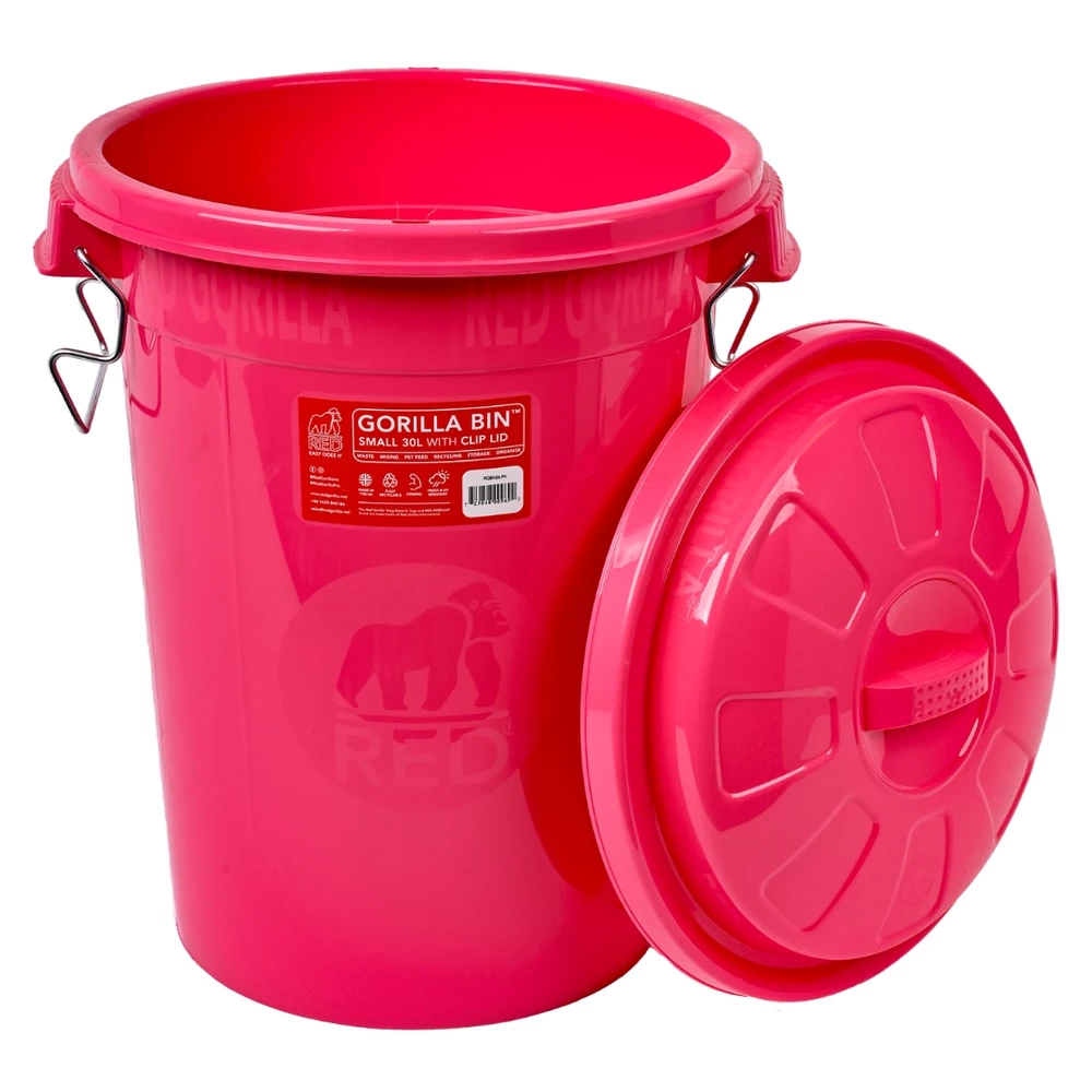 Red Gorilla 30L Bin with Lid - Pink in Pink